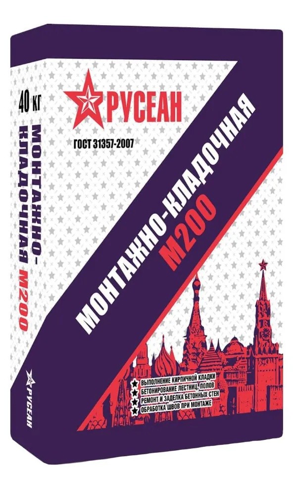 Сухая смесь монтажно-кладочная Русеан М-200 40 кг