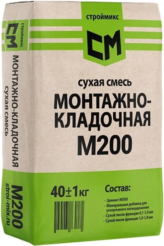Сухая смесь монтажно-кладочная Строймикс М-200 40кг