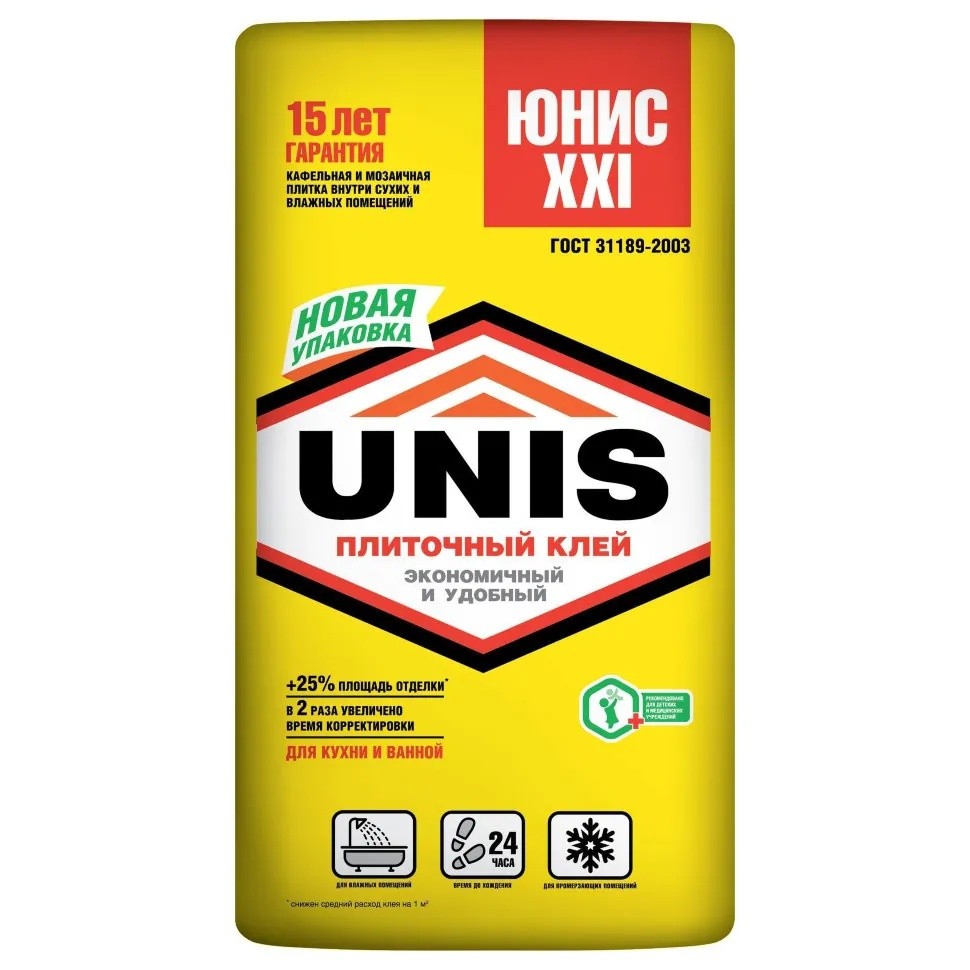 Клей для плитки и камня Unis XXI 25 кг