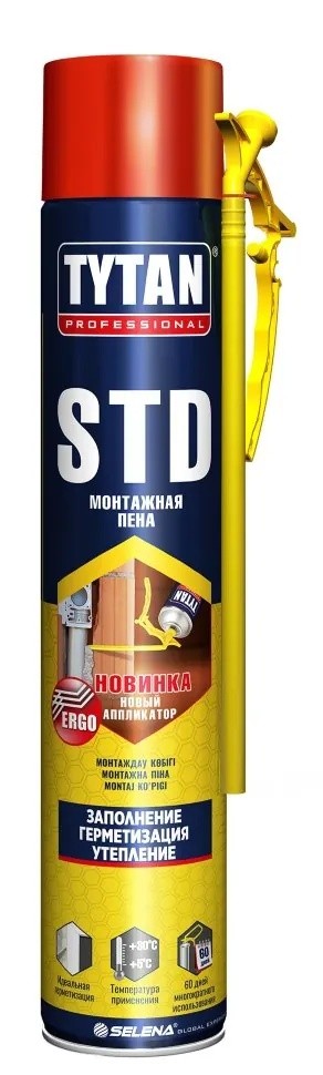 Пена монтажная бытовая tytan std ergo летняя 750 мл