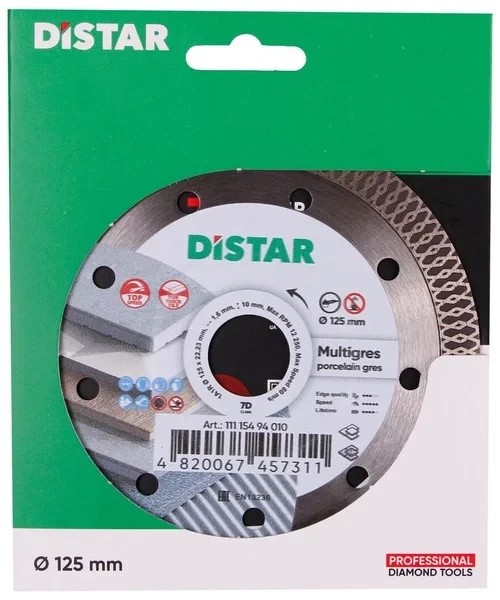 Диск алмазный по керамограниту Distar Multigres 7D 125х22,2х1,4 мм