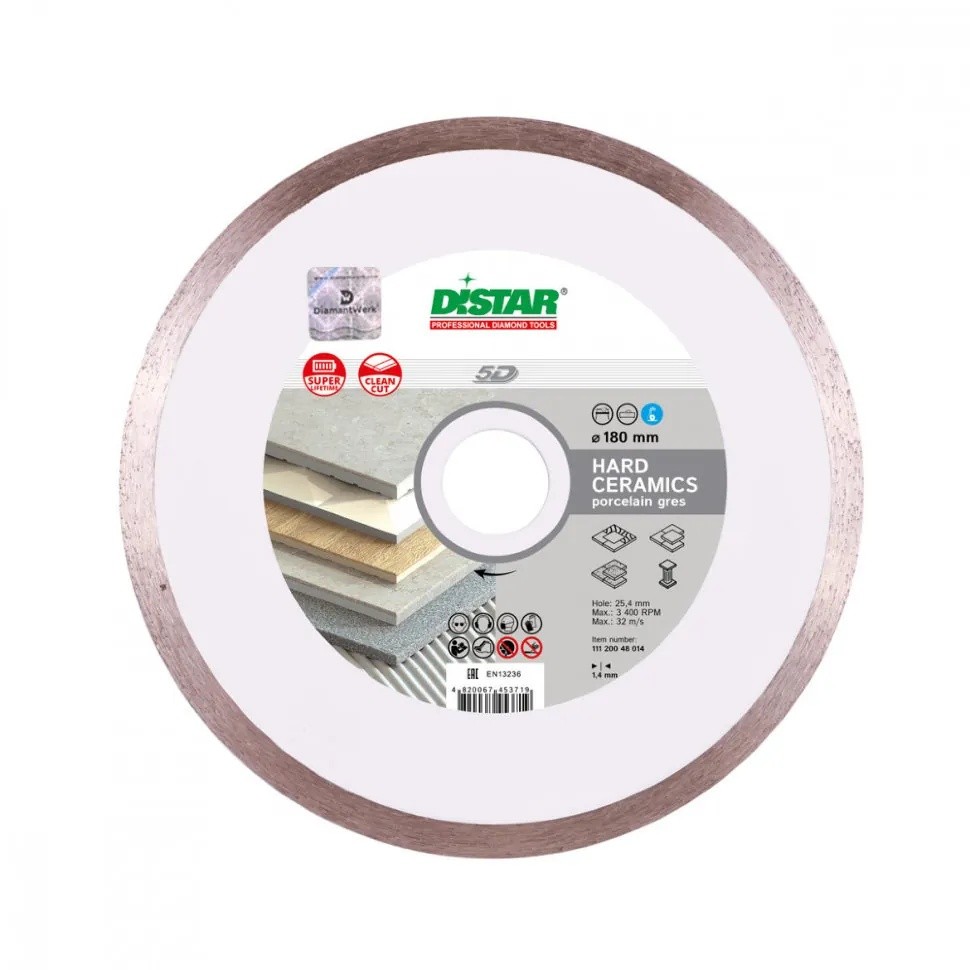 Диск алмазный по керамограниту Distar 5D Hard ceramics  180х25,4х1,6 мм мм