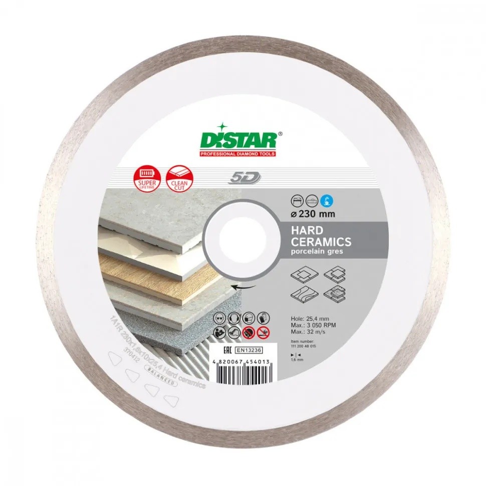 Диск алмазный по керамограниту Distar 5D Hard ceramics 230х25,4х1,6 мм мм
