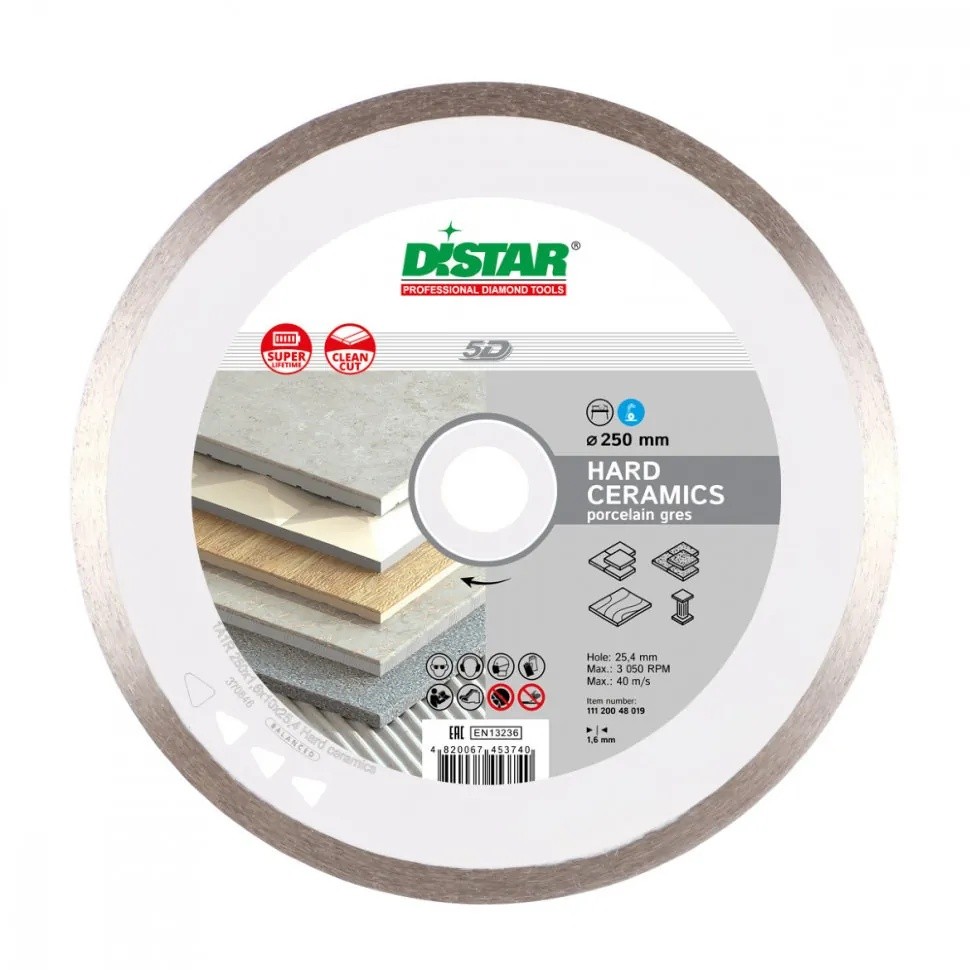 Диск алмазный по керамограниту Distar 5D Hard ceramics 250х25,4х1,6 мм мм