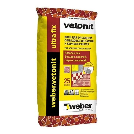 Клей для фасадной облицовки Weber.Vetonit Ultra Fix 25 кг