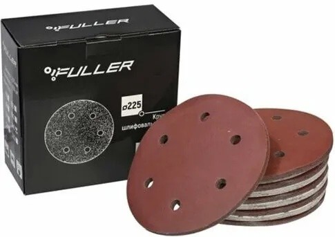 Круг шлифовальный под липучку 225мм Р180 (6 отверстий), Fuller