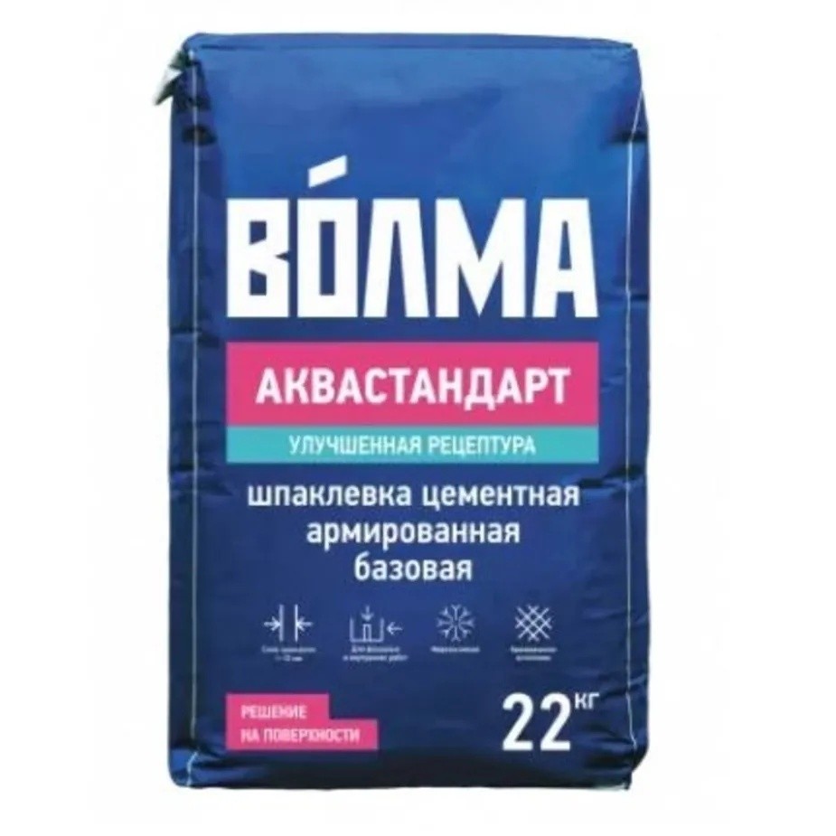 Шпаклевка цементная Волма Аквастандарт серая 22 кг