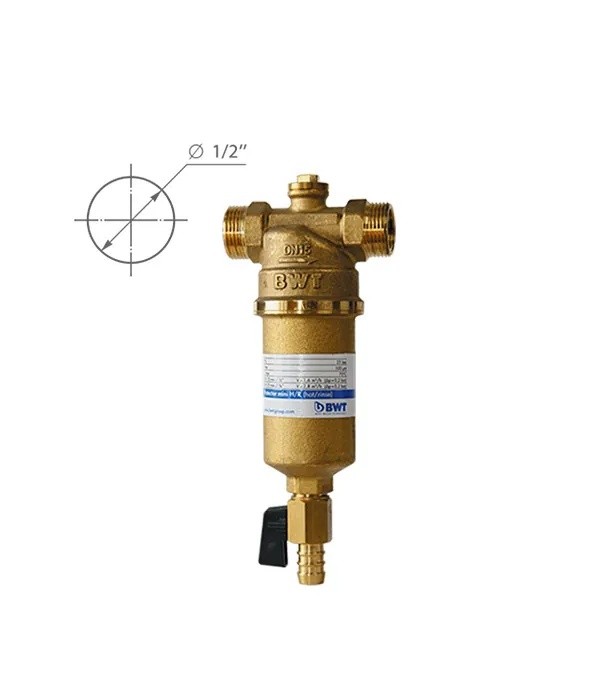 Предфильтр BWT Protector Mini для горячей воды прямая промывка 1/2 НР(ш) х 1/2 НР(ш)
