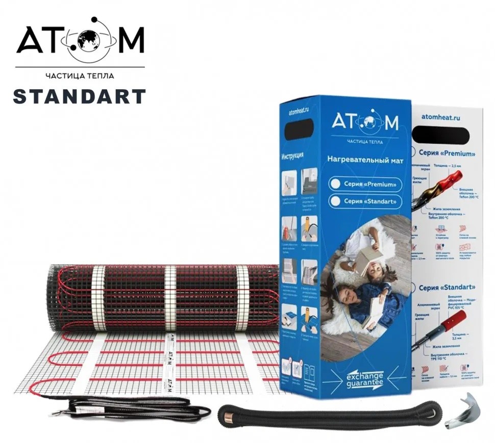 Нагревательный мат Атом STANDART  3,0 кв.м