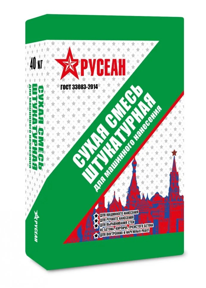 Сухая смесь Русеан штукатурная для машинного нанесения, 40 кг