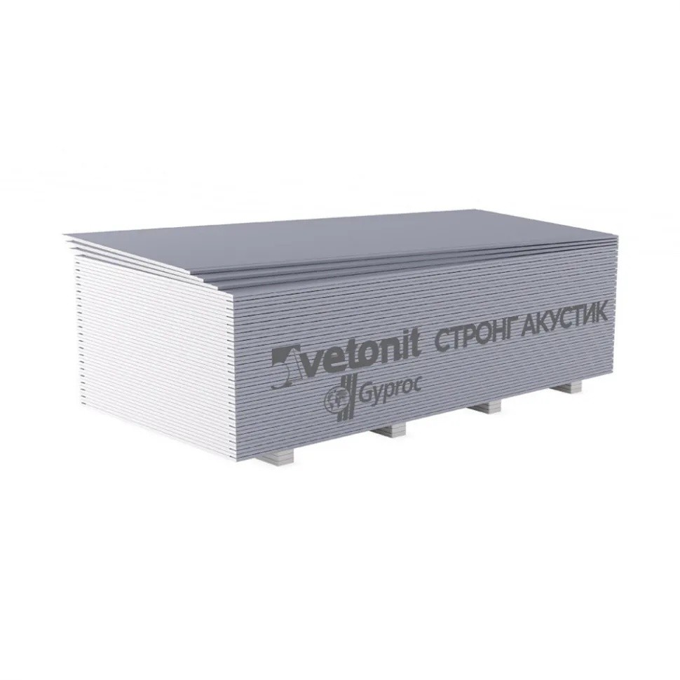 Гипсокартон Vetonit (Gyproc) Стронг Акустик 2500х1200х15 мм звукоизоляционный высокопрочный