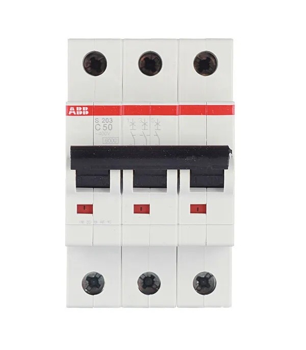Автоматический выключатель модульный ABB S203 3P 50А тип C 6 кА 400 В (2CDS253001R0504)