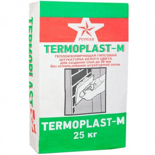Штукатурка гипсовая Русеан Termoplast-M белая 25 кг для машинного нанесения