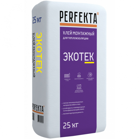 Клей монтажный для теплоизоляции Perfekta Экотек 25 кг