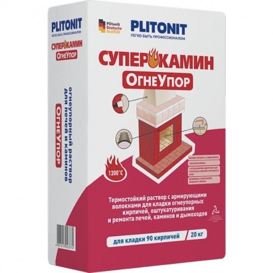 Раствор Plitonit Суперкамин Огнеупор серый 20 кг