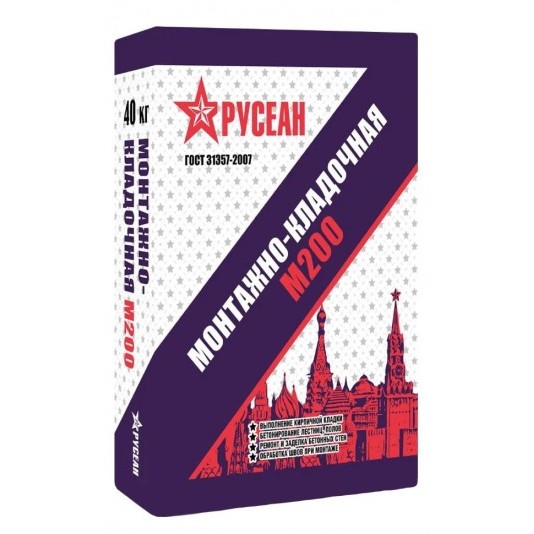 Сухая смесь монтажно-кладочная Русеан М-200 40 кг