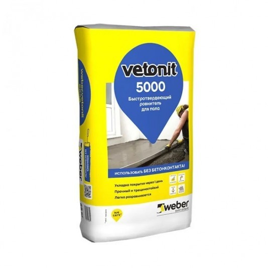 Ровнитель стяжка пола первичный Weber vetonit 5000 быстротвердеющий 25 кг