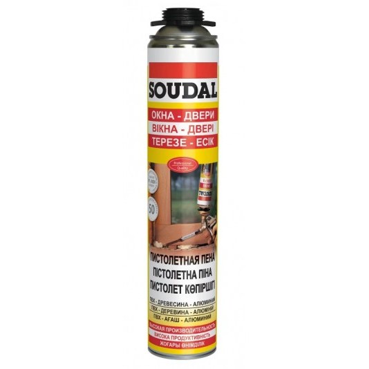 Монтажная желтая пена пистолетная Soudal 50