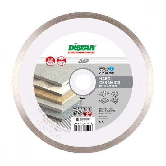 Диск алмазный по керамограниту Distar 5D Hard ceramics 230х25,4х1,6 мм мм
