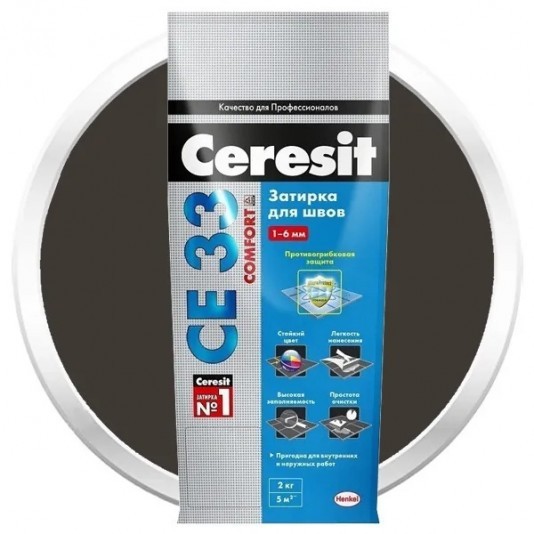 Затирка цементная для узких швов Ceresit СЕ33 Comfort Графит 2 кг