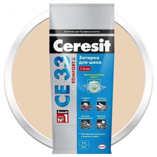 Затирка цементная для узких швов Ceresit СЕ33 Comfort Натура 2 кг