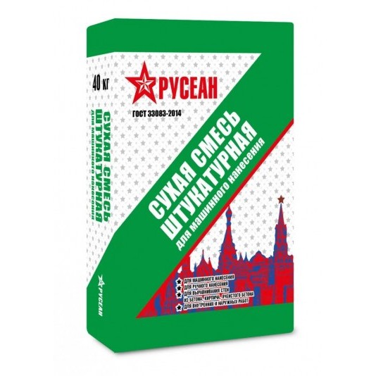 Сухая смесь Русеан штукатурная для машинного нанесения, 40 кг