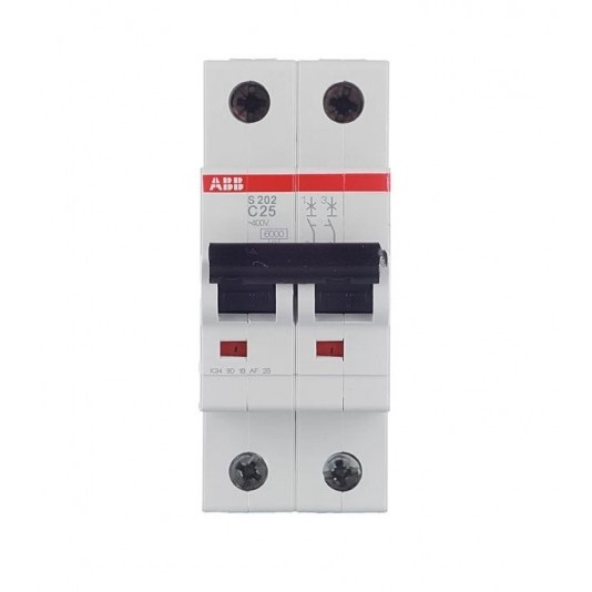 Автоматический выключатель ABB S202 (2CDS252001R0254) 2P 25А тип С 6 кА 400 В на DIN-рейку