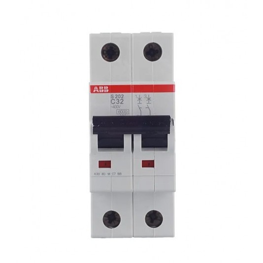 Автоматический выключатель модульный ABB S202 2P 32А тип C 6 кА 400 В (2CDS252001R0324)