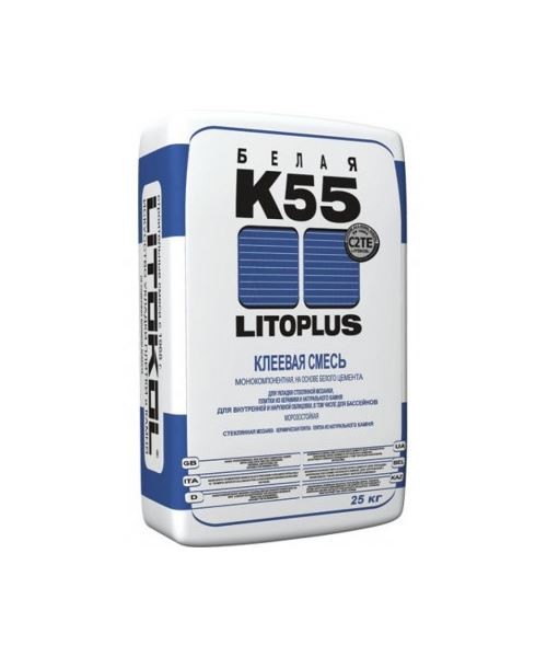 Клей для плитки Литокол LitoPlus K55 белый 25 кг