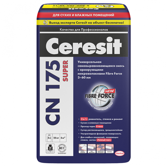 Смесь самовыравнивающаяся Ceresit CN 175 Super 25 кг