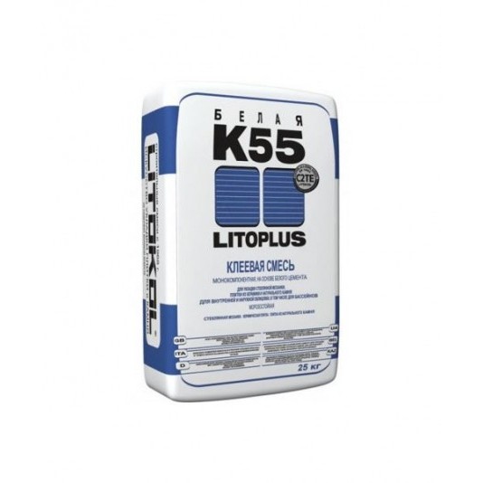 Клей для плитки Литокол LitoPlus K55 белый 25 кг