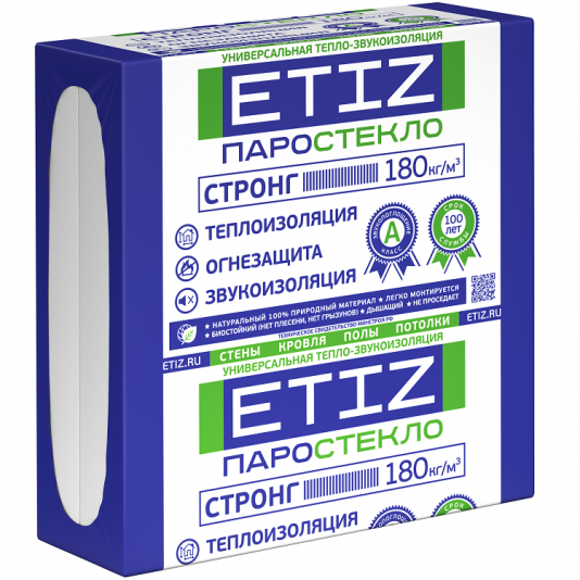 Теплоизоляция ETIZ Паростекло Стронг 180 600х600х100 мм 2 плиты в упаковке